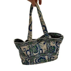 Vera Bradley Mediterranean Blue Paisley Quilted Floral Tote Bag Shoulder Bag